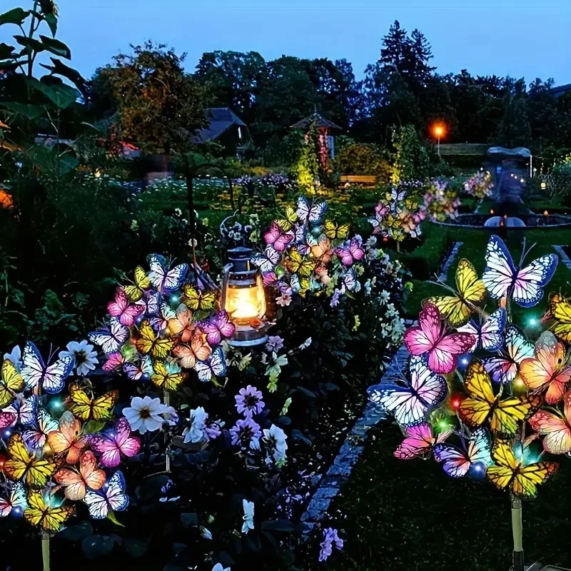 Outdoor Solar LED Butterfly Flower Light, Waterproof Butterfly Lawn Lamp Garden, Christmas Decor for Home Landscape