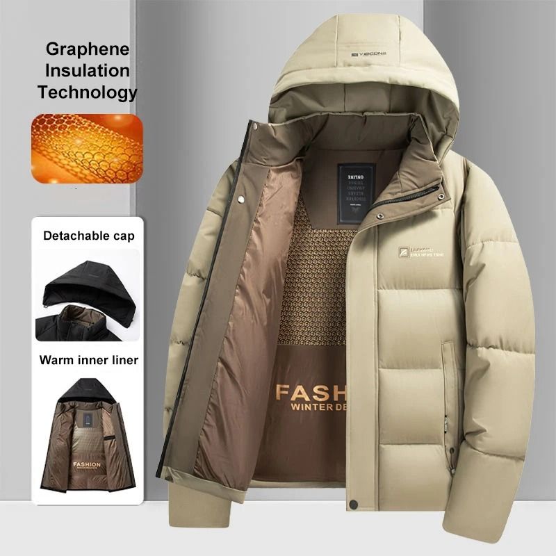 Graphene Thermal Windproof Jacket – Mens Winter Fashion Hooded Overcoat