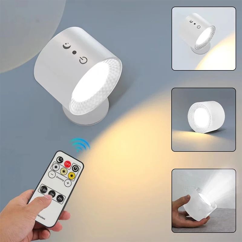 Dual Head Wall Lamp Touch Control Remote 360 Rotatable USB Recharge Wireless Portable Night Light For Bedroom Reading La