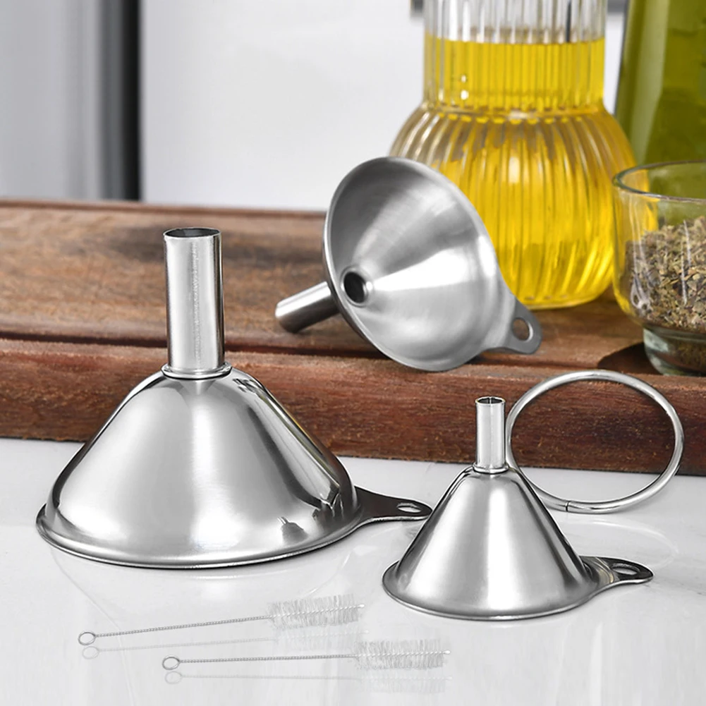 Stainless Steel Funnels Set, Multipurpose Kitchen Funnel Set, Liquid Transfer, Dry Ingredients, Powder Filling