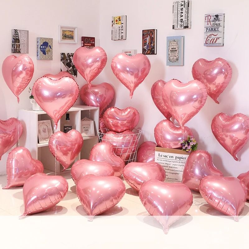 18-Inch Heart Foil Balloons – 10 Pcs Romantic Atmosphere Set