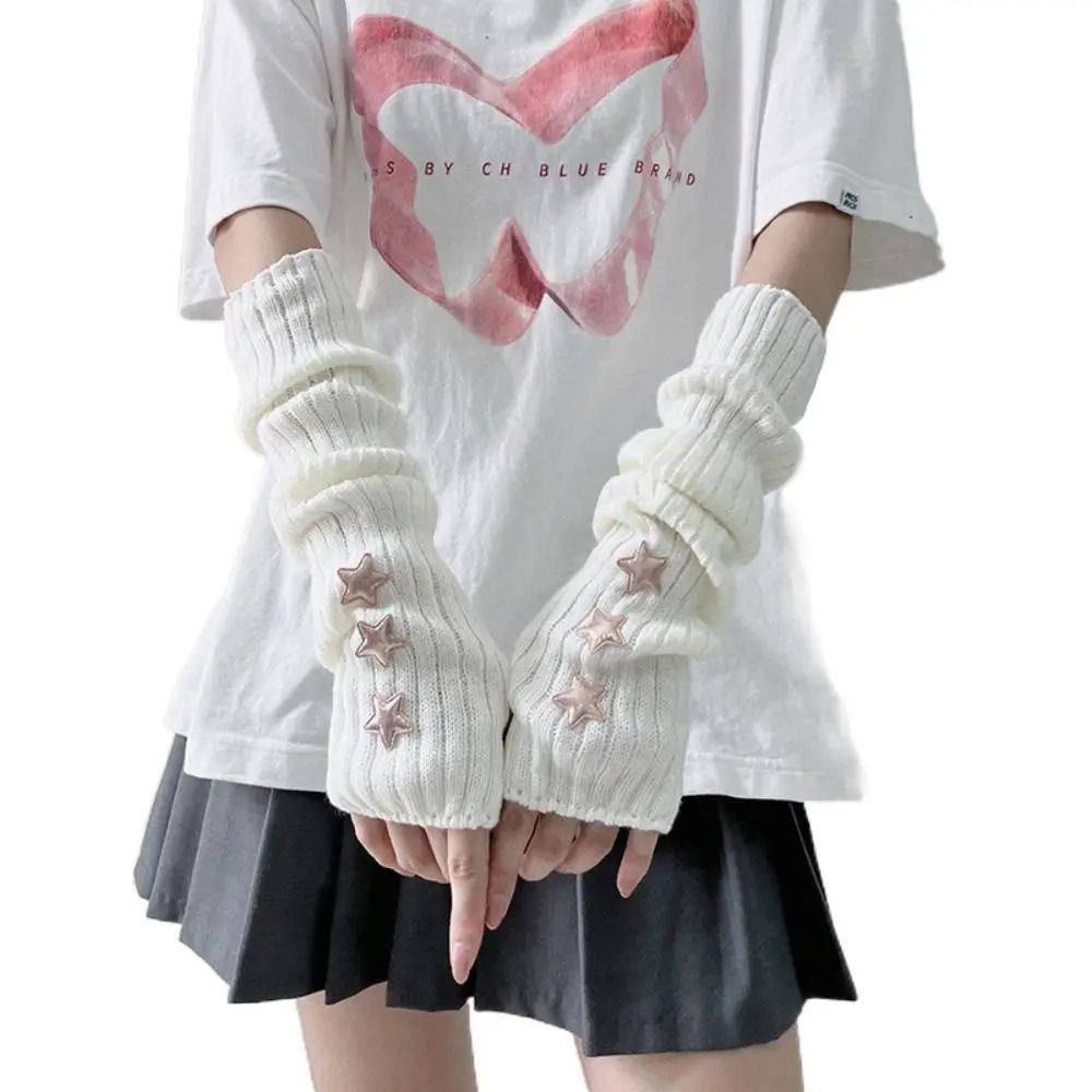 Elegant Lace-Trimmed Knitted Arm Warmers - Lolita & Harajuku Style