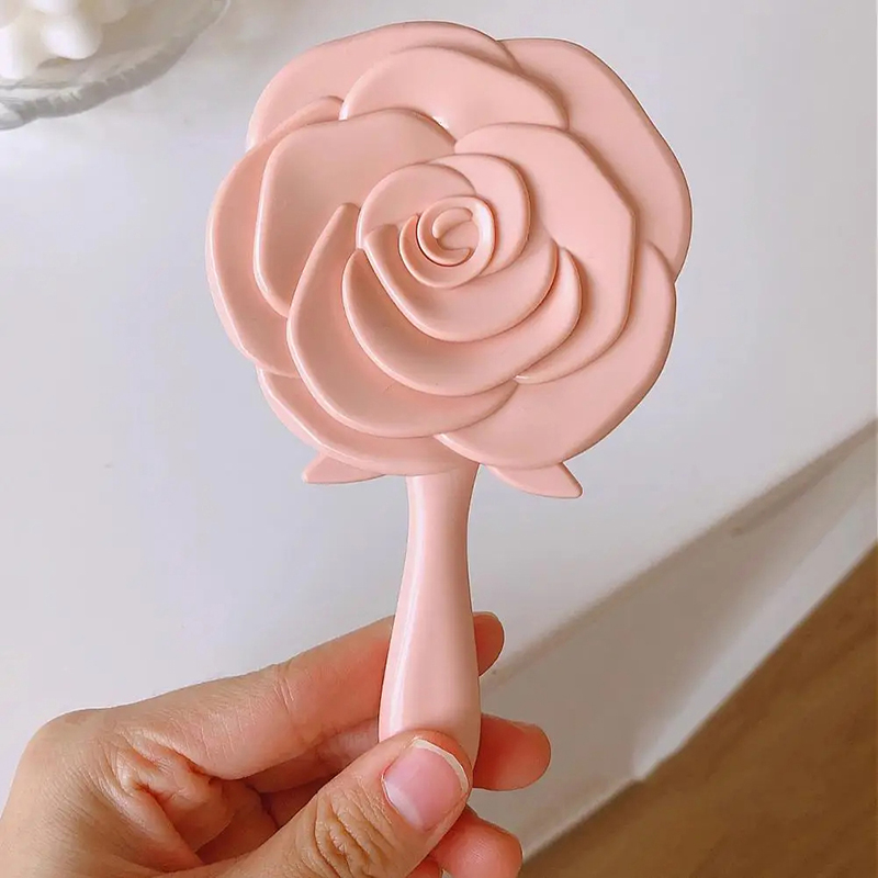 Retro Rose Flower Handheld Vanity Mirror, 3D Stereo Cosmetic Makeup Compact Mirror for Women, Girl Birthday Gifts