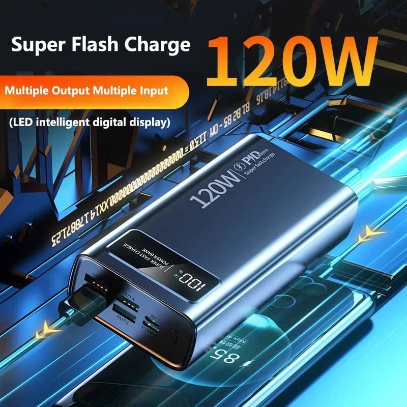 120W Super Fast Charging Power Bank – 50000mAh Ultra-High Capacity – Digital Display Pro Power Station