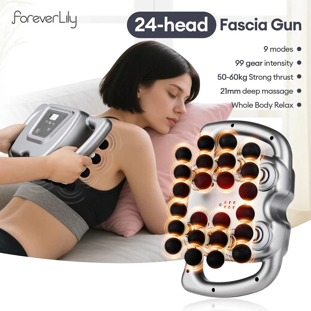 24-Head Massage Gun with 99 Speed Levels for Deep Muscle Therapy