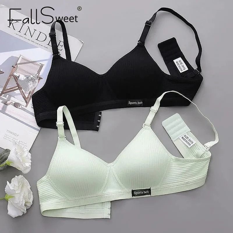 FallSweet Cotton Wireless Bra | Seamless V-Shaped Gathering Underwear