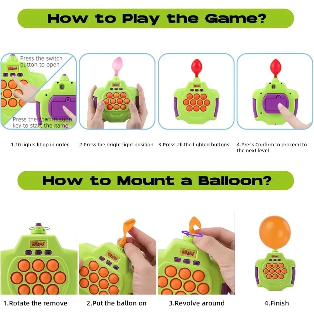 Light Up Pop It Game Quick Push Electronic Fidget Puzzle Toy