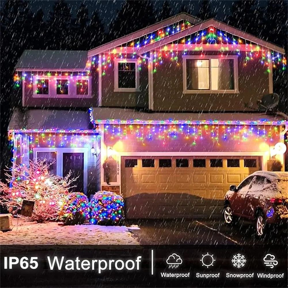 Solar Cascade Icicle Holiday Lights