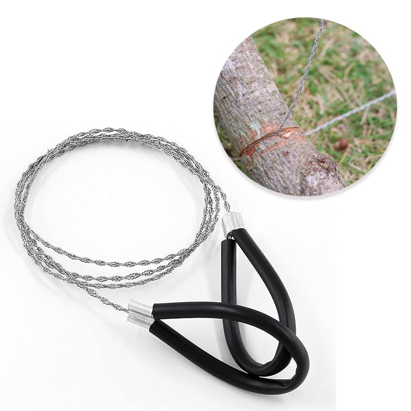 Stainless Steel Cable Saw Compact Emergency Survival Tool for Wood Cutting and Camping