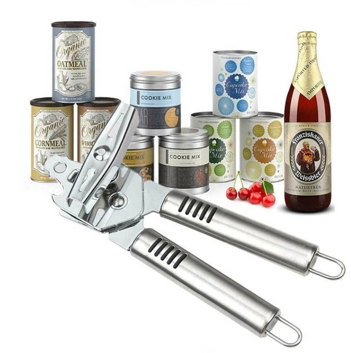 Stainless Steel Heavy Duty CAN OPENER, Strong Blades, Professional Chef Tool NEW