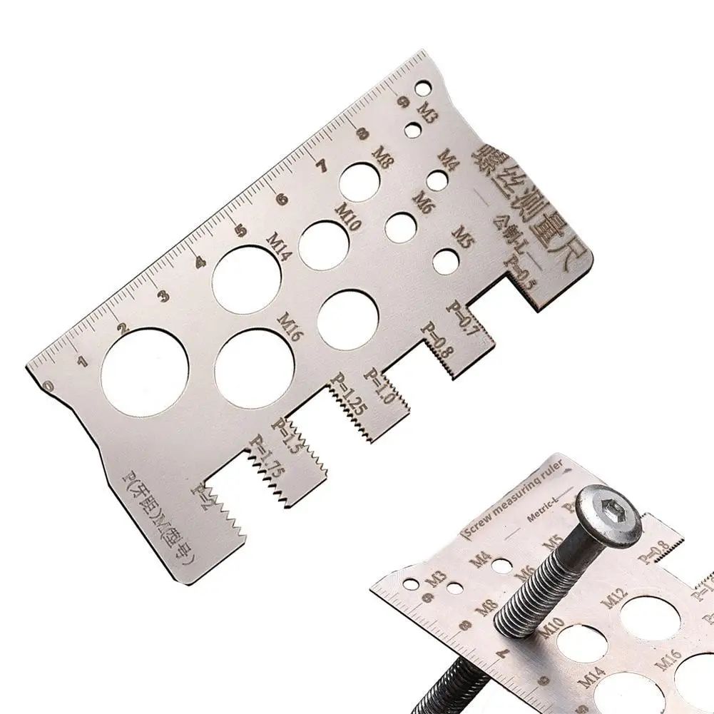 PrecisionPro Stainless Steel Screw Measuring Ruler - High-Accuracy Metric L-Shaped Gauge