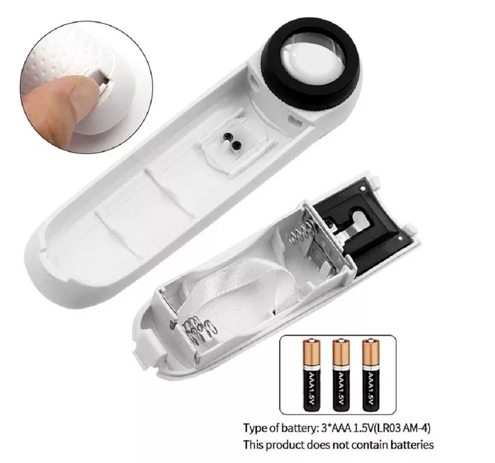40X LED Jewelers Loupe Magnifier Handheld Lighted Magnifying Glass for Detailed Inspection