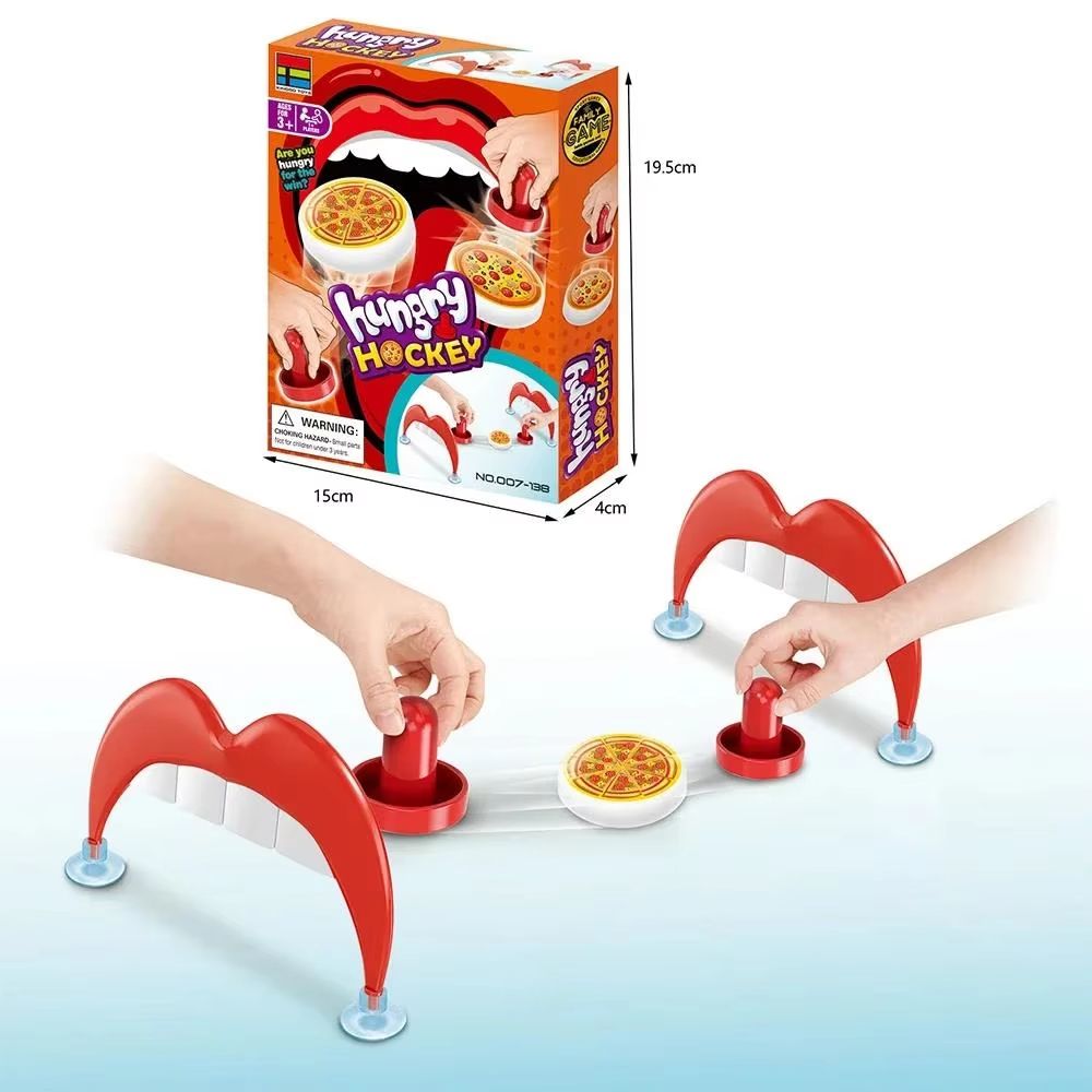 Desktop Ice Hockey Game Pizza-Themed Tabletop Set (Compact Family Challenge)