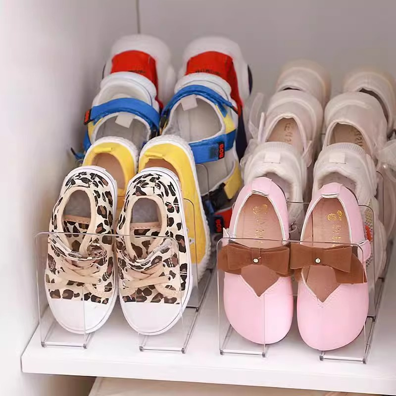 Acrylic Children Shoe Organiser, Compartments Transparent Shoe Rack, Baby Shoe Storage Shelf