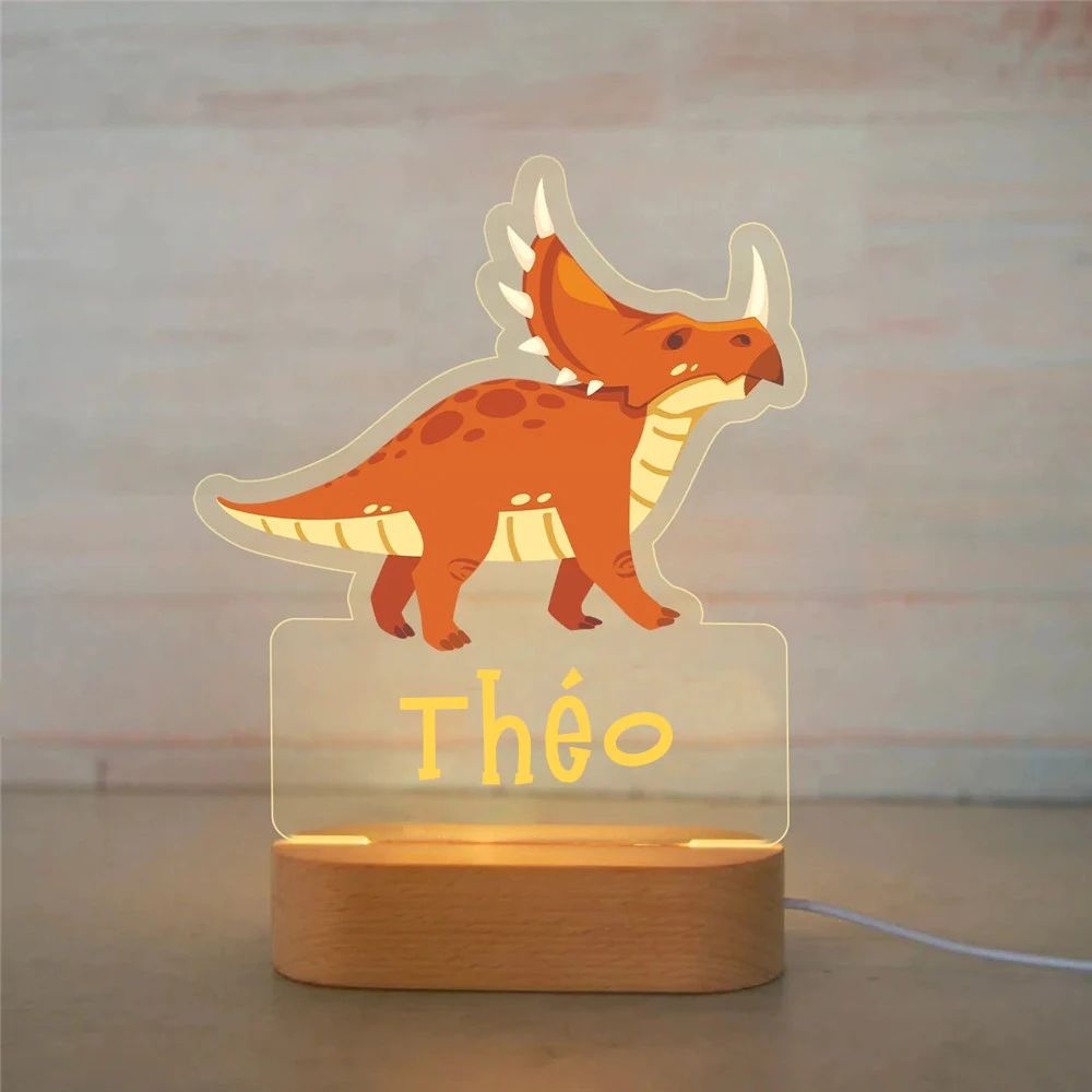 Personalized Kids Night Light Custom Name Animal Acrylic Lamp