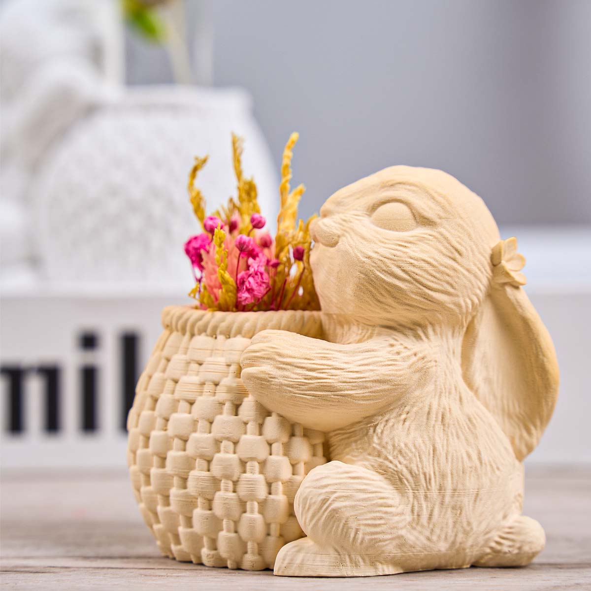Cute Easter Bunny Silicone Candle Holder Mold for DIY Resin & Plaster Crafts