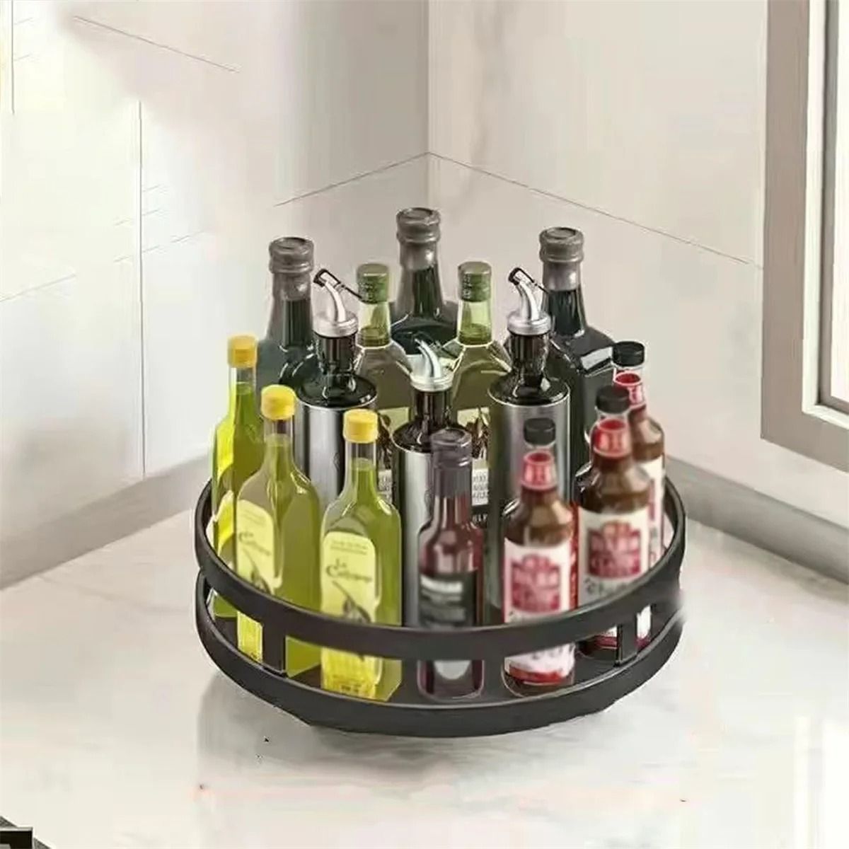 360 Rotating Kitchen Organizer Turntable Spice Storage Rack
