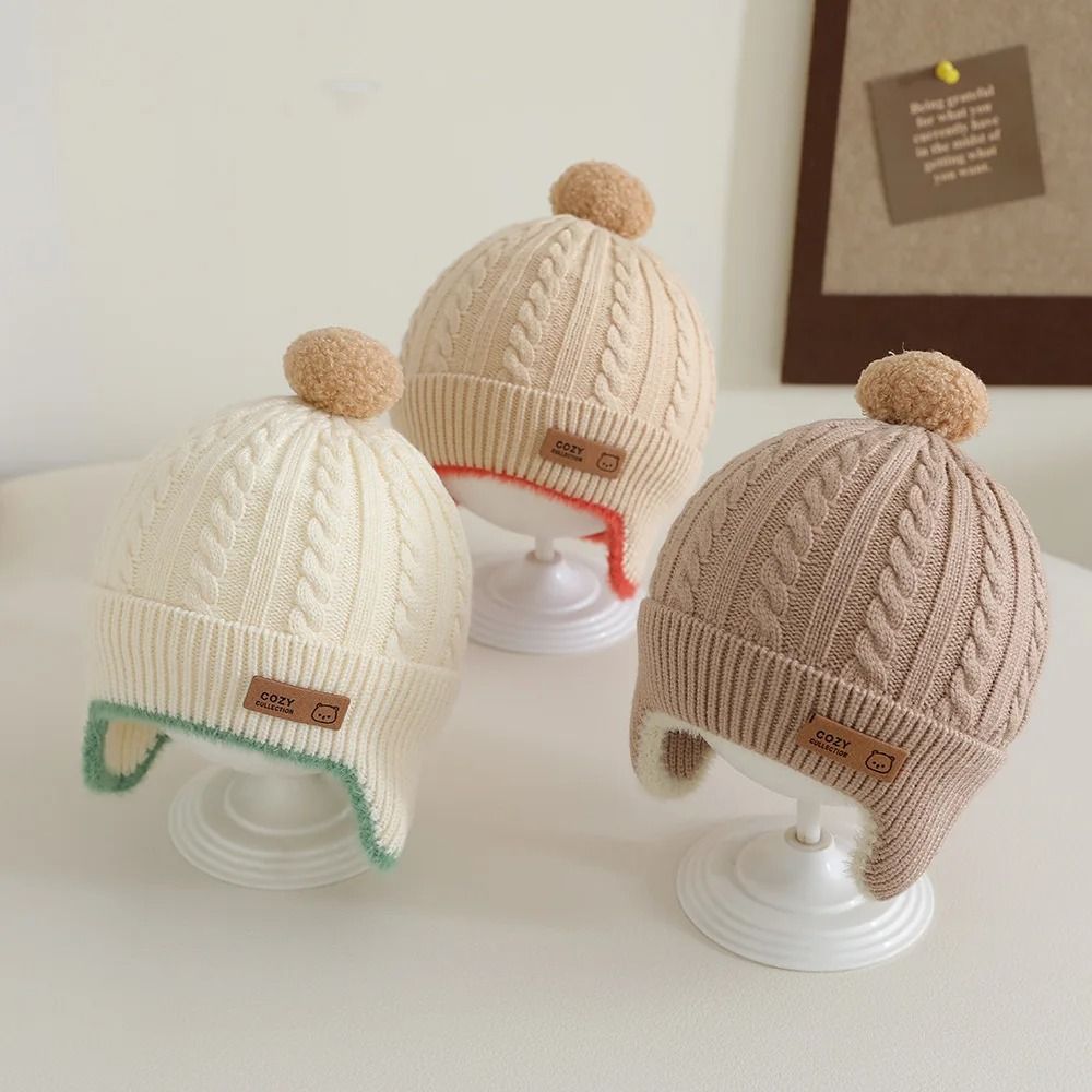 Pompom-Kinetic Earflap Beanie – Premium Windproof Knitted Hat for Infants