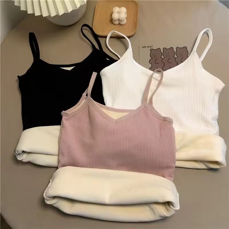 Womens Fleece-Lined Slim Fit Velvet Corset Tank Top