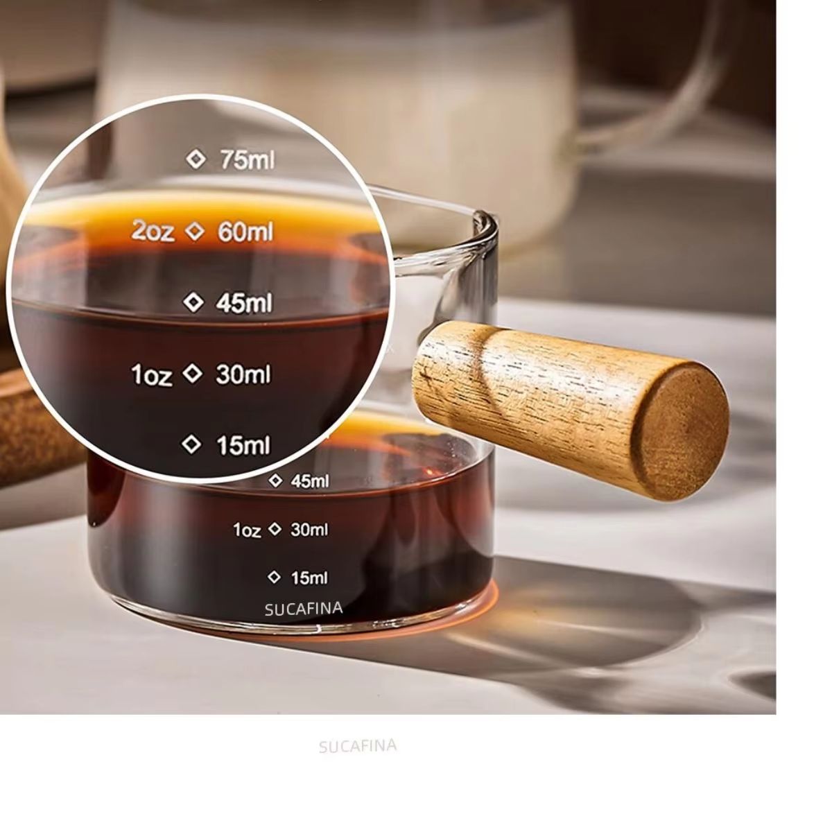Premium 75ml Glass Espresso Measuring Cup – Double/Single Spout Milk Jug with Handle