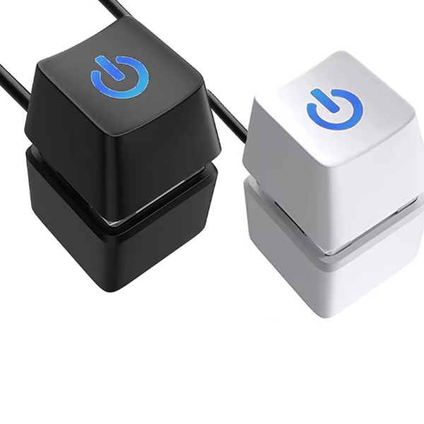 LED Computer Desktop Switch NNBILI, Colorful Square Button, External Startup Power On/Off, Black/White Cable Extension