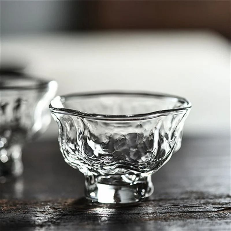 Japanese Hammer Pattern Glass Tea Cup Set 60ml Kung Fu Tea Accessories
