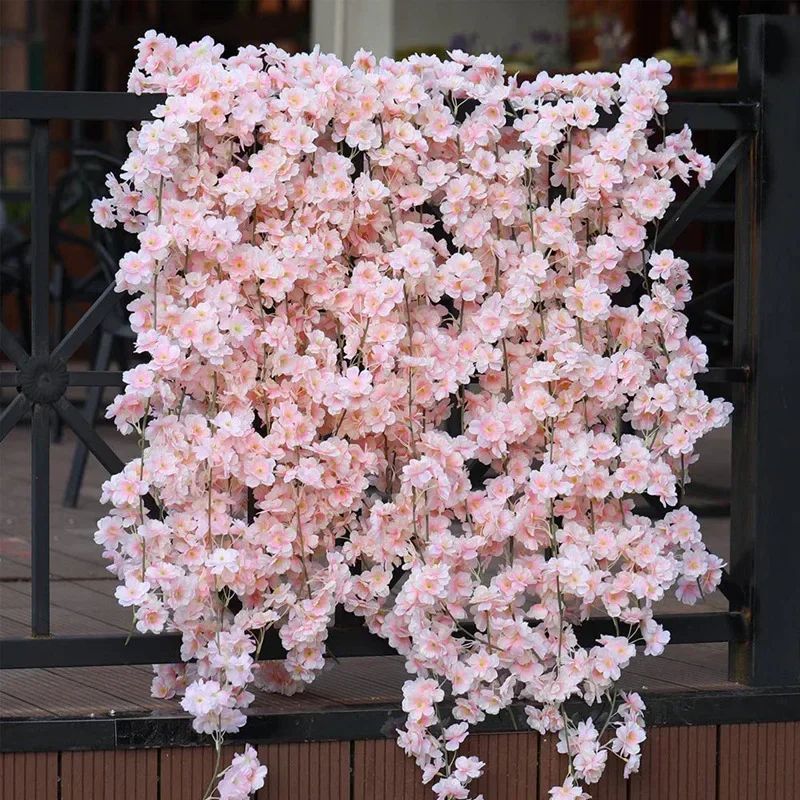 180cm Artificial Cherry Blossom Garland, Silk Sakura Flower Vine for Wedding Arch and Home Decor