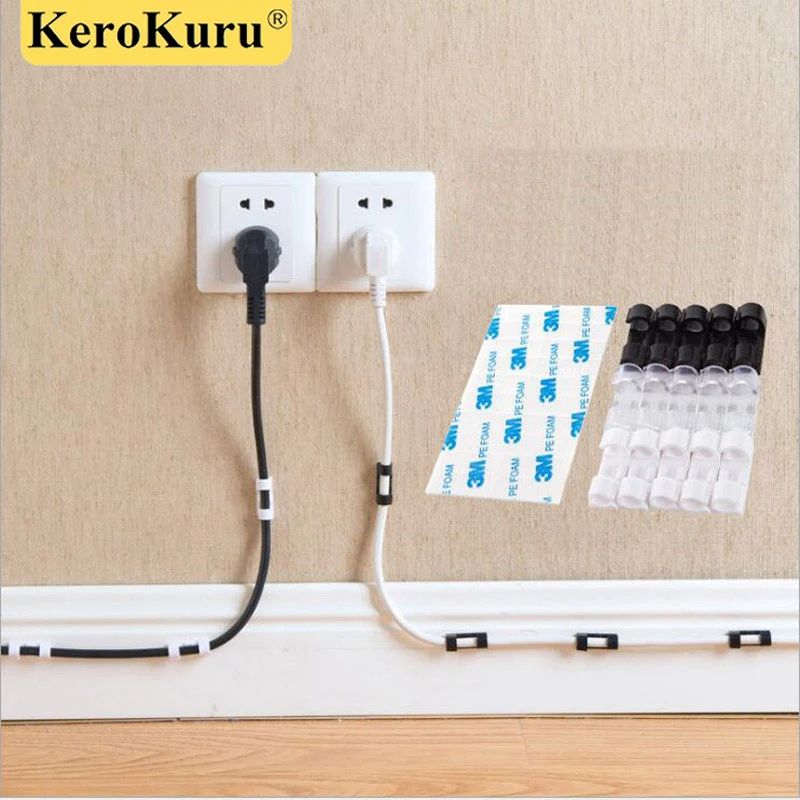 Cable Organizer Clips, ABS Cable Management Desktop Wire Manager Cord Holder for USB Charging & Data Line Tidying
