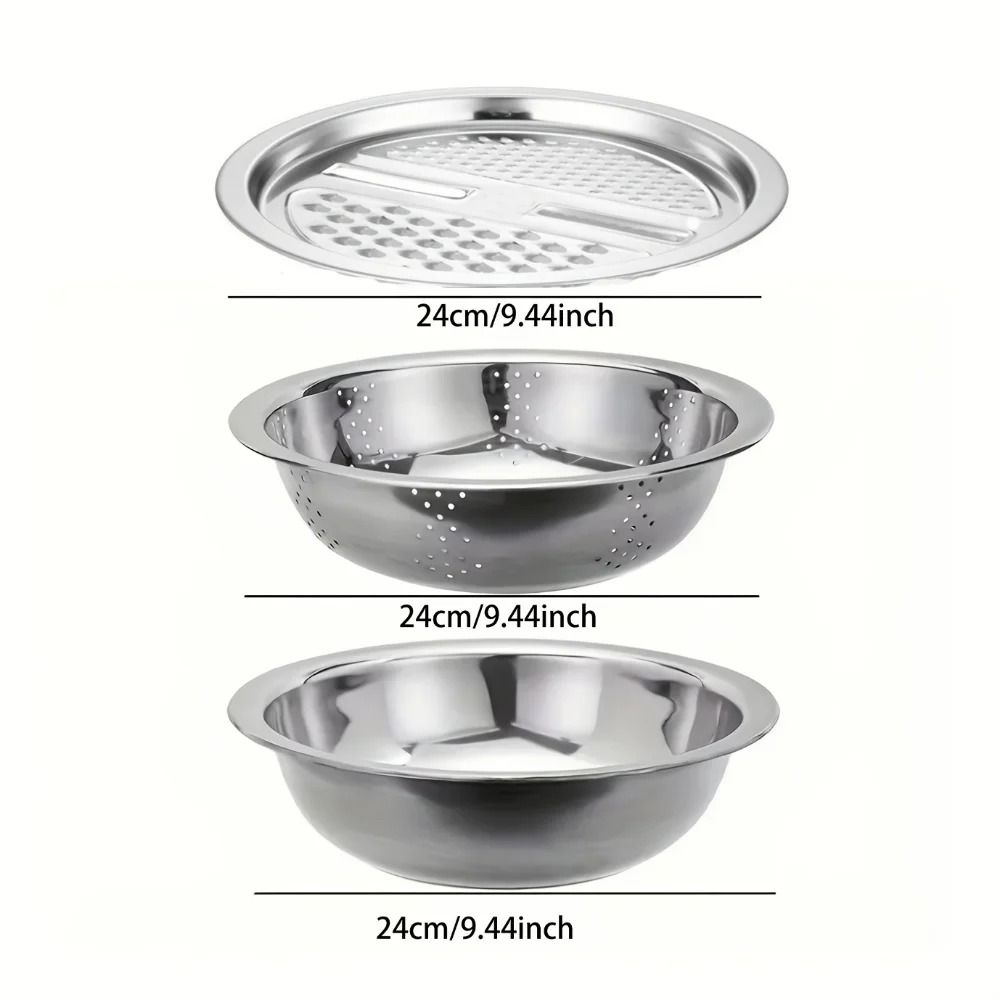 Stainless Steel Kitchen Grater and Draining Bowl Set