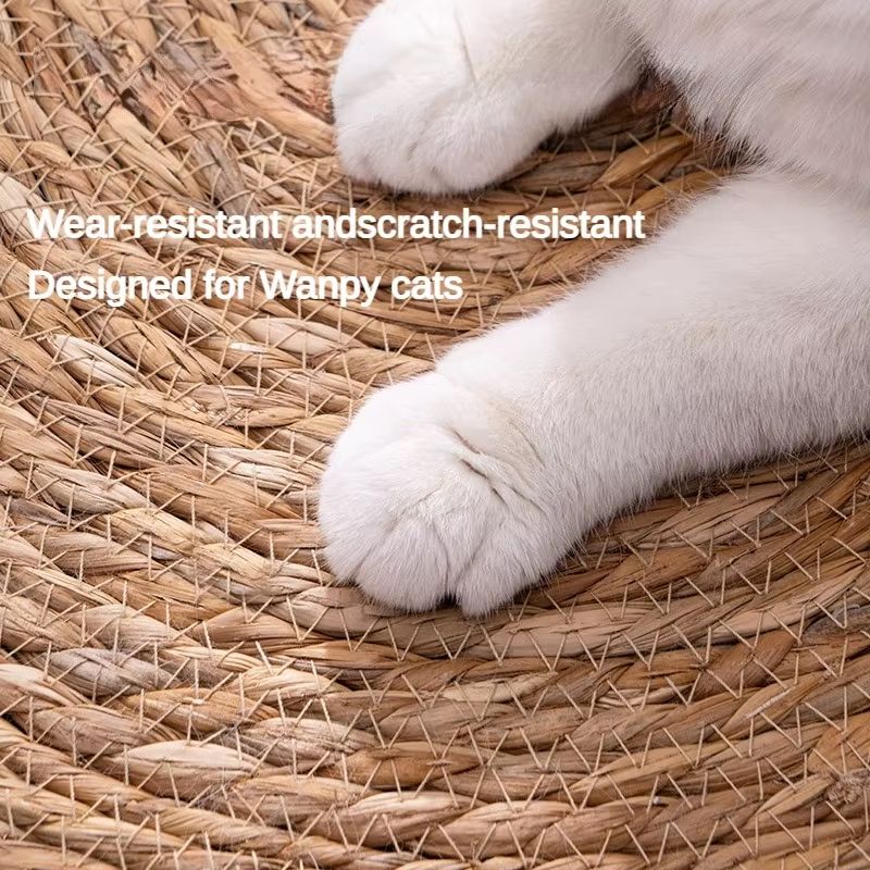 Natural Rattan Cat Scratcher Mat – Furniture Protector & Nail Care
