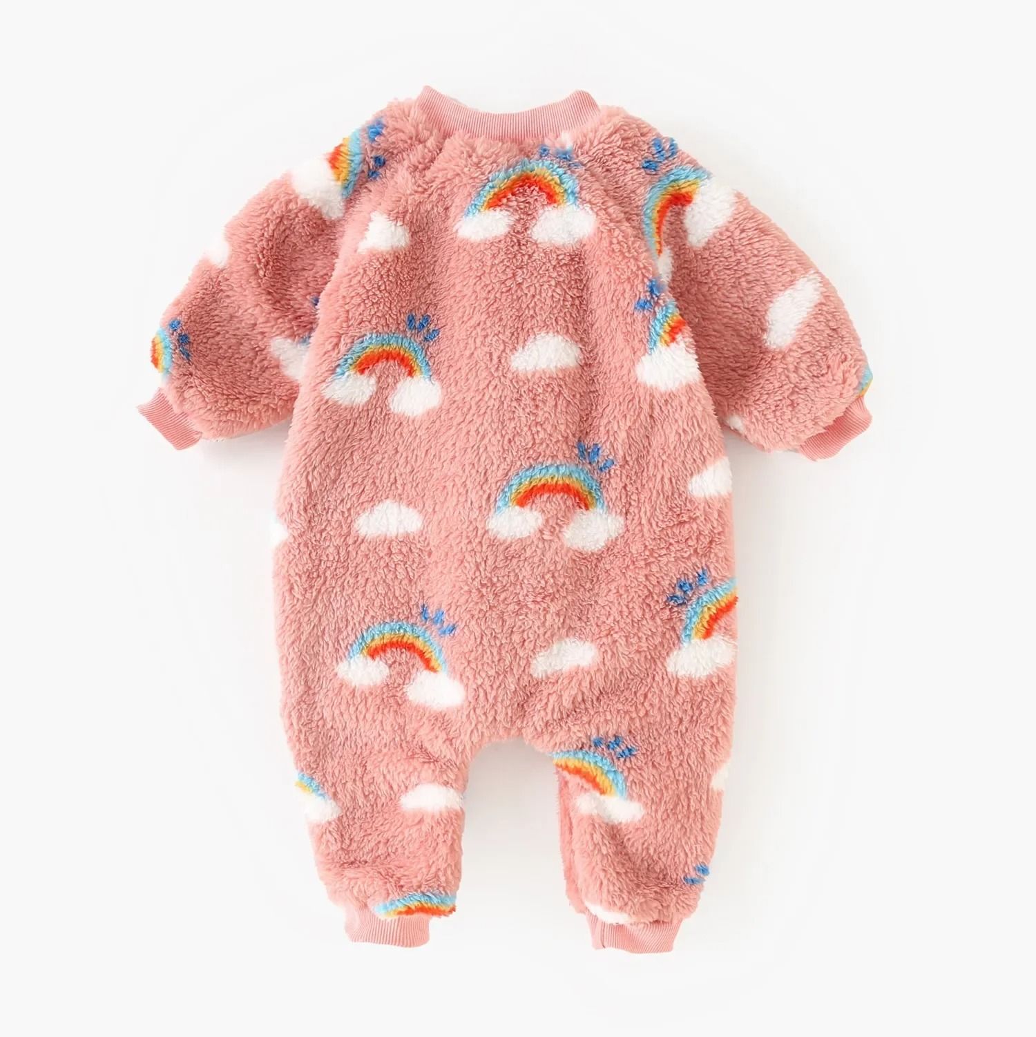Rainbow Cloud Fluffy Fleece-Lined Jumpsuit