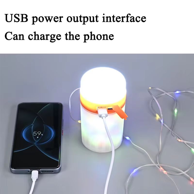3-in-1 Rechargeable Camping String Lights Power Bank Tape Measure Lantern