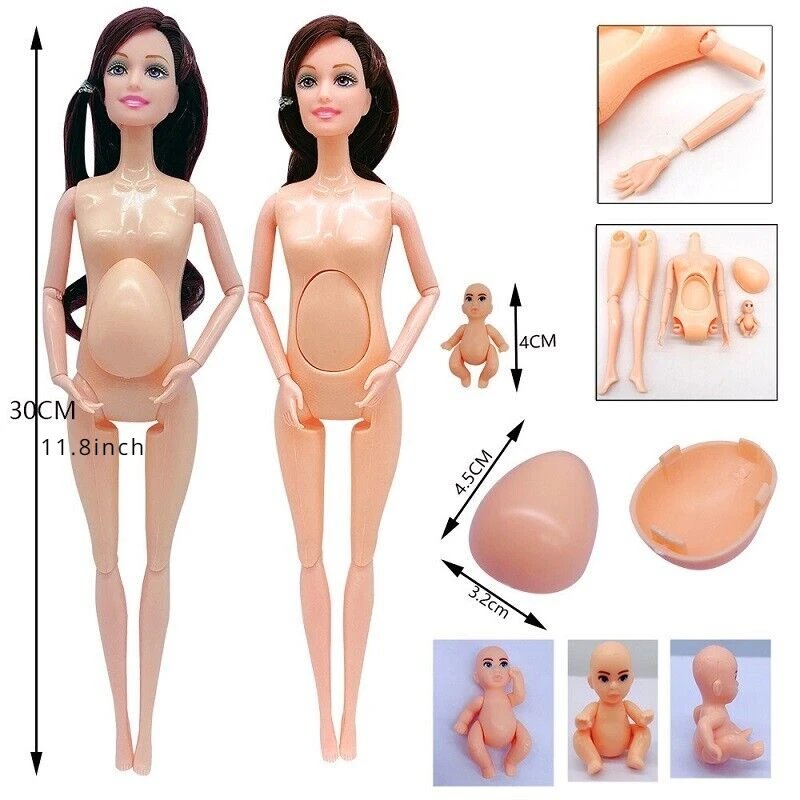 Pregnant Doll with Baby in Tummy, Mom Doll Toy Playset with Baby Dolls for Kids Gift