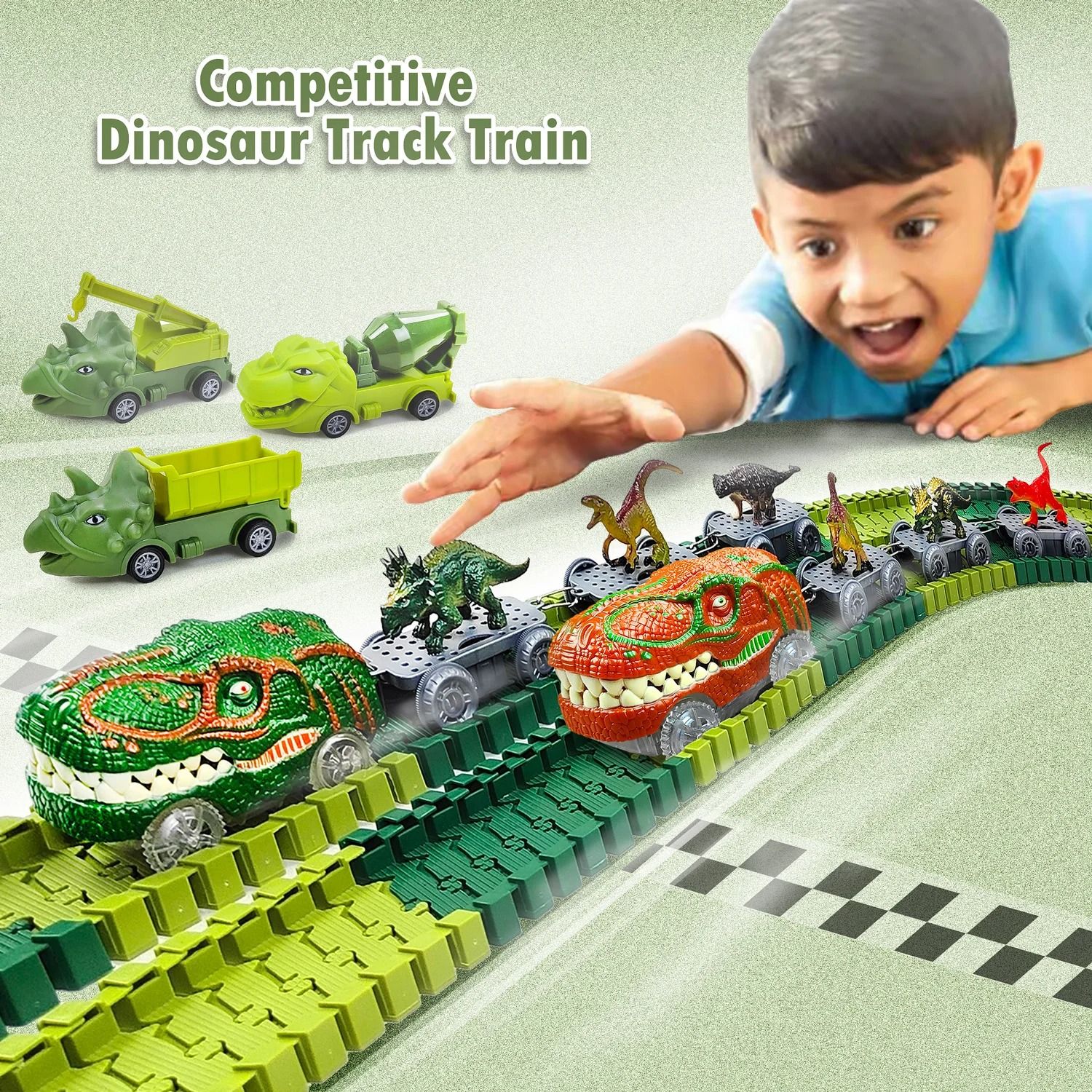 Children Electric Magic Climbing Dinosaur Car Track Toy