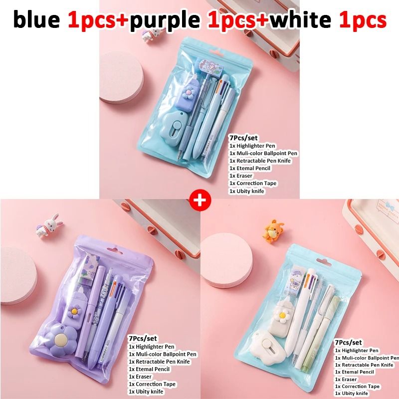 7 in 1 School Stationery Set Complete Student Supplies Gift Kit