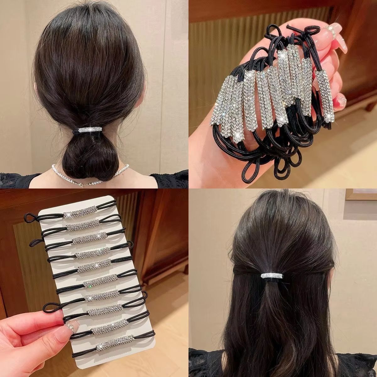 SparkleHold Rhinestone Stretch Hair Rope – High Elasticity Bling Hair Tie (Women & Girls)