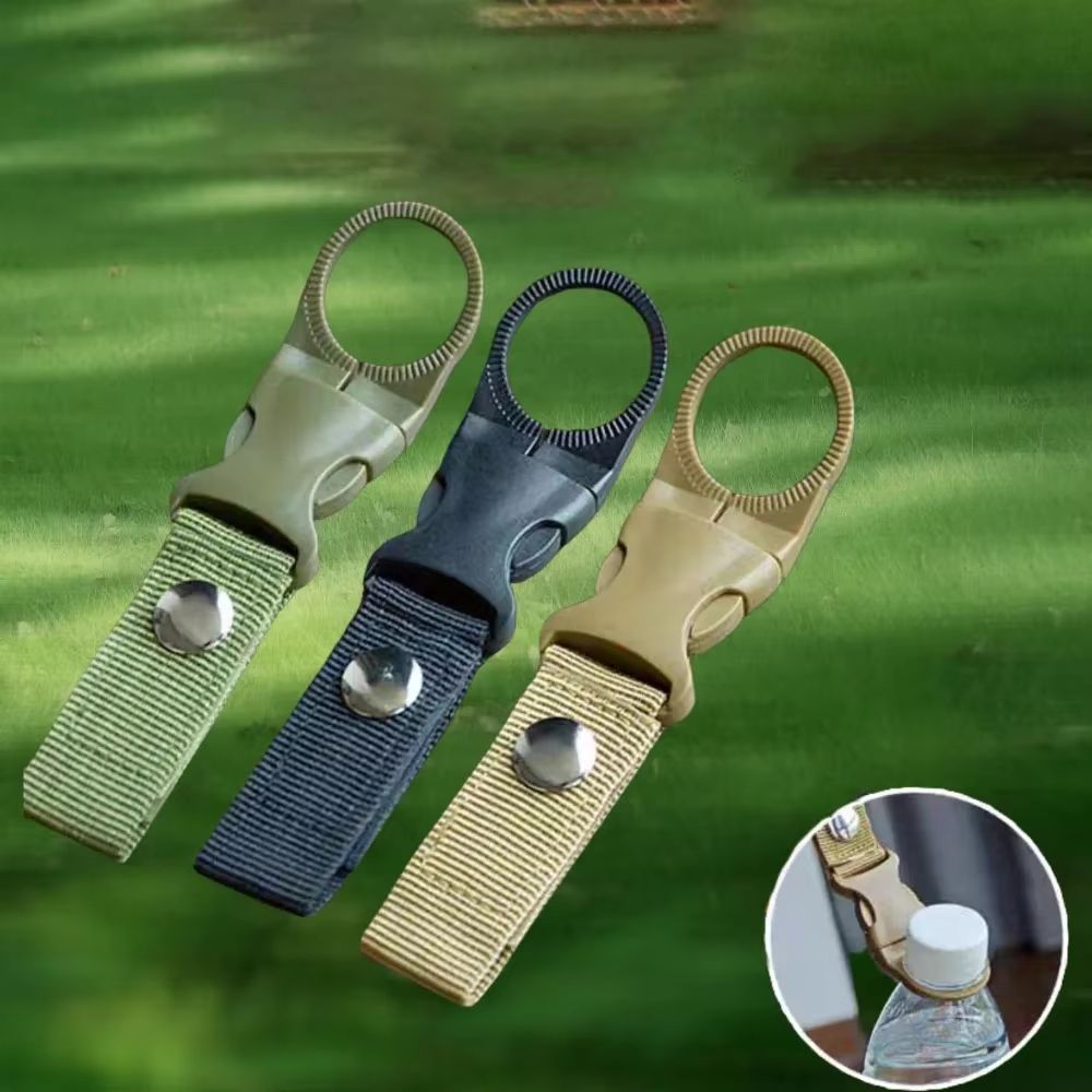 2-Pack Quickdraw Carabiner Clip Set – Outdoor Hiking Camping Water Bottle Buckle Holder for MOLLE Webbing