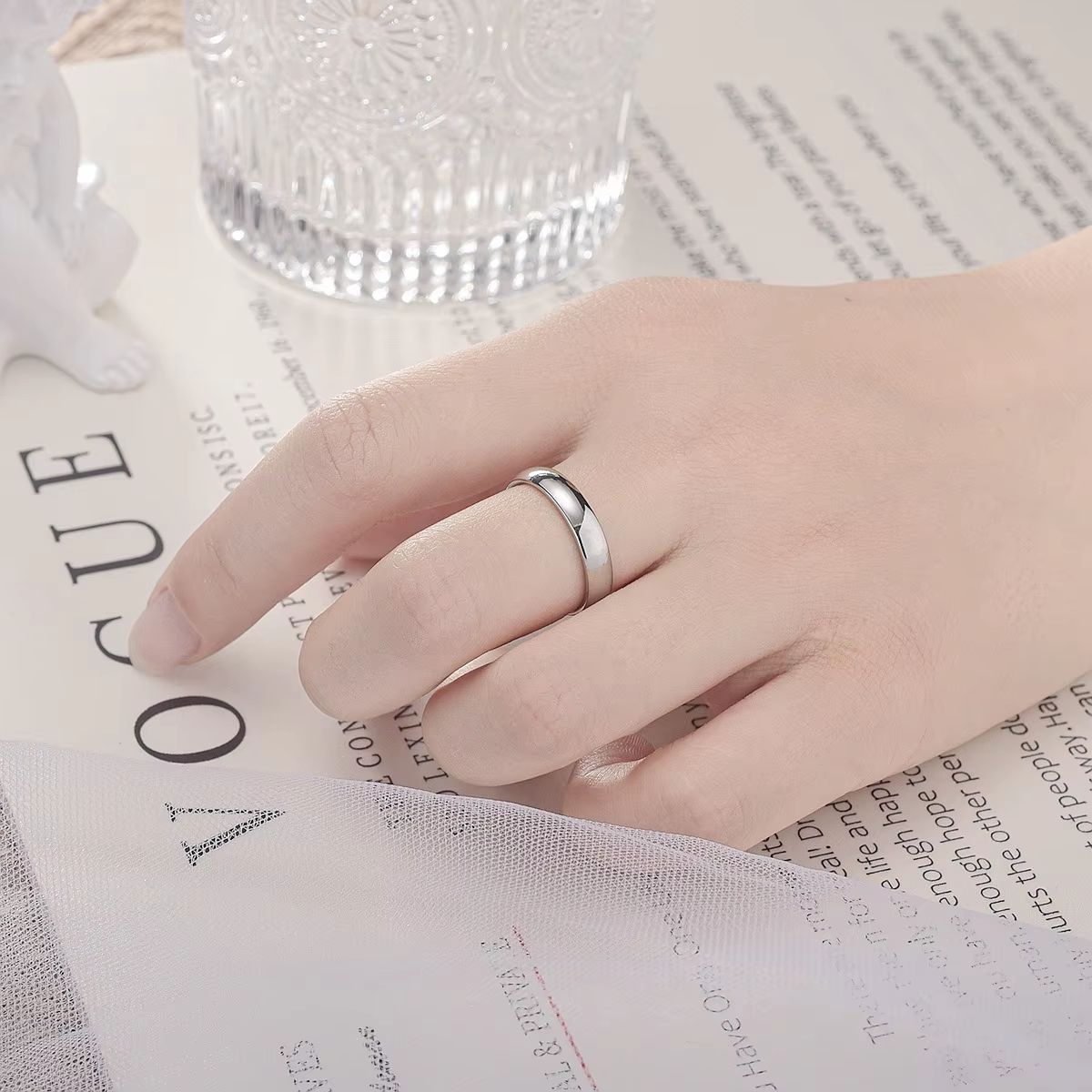 Gold Plated Simple Couple Wedding Engagement Ring