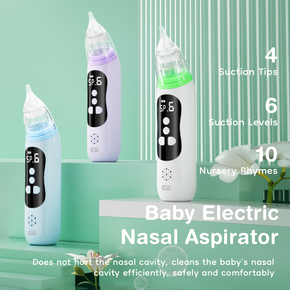 Baby Electric Nasal Aspirator with 6 Suction Modes & Soothing Music, Food Grade Silicone Mouthpiece