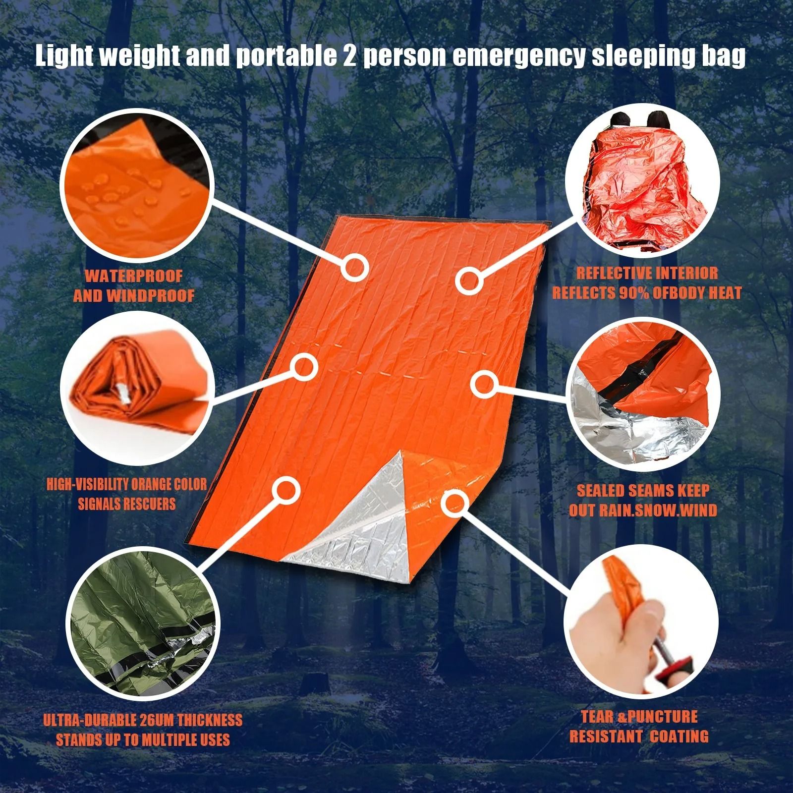 Thermal Emergency Survival and Rescue Sleeping Bag