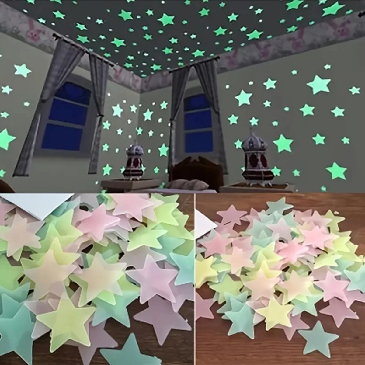 Fluorescent Stereo Wall Stickers Luminous Star Glow Stickers for Bedroom Wall Decoration