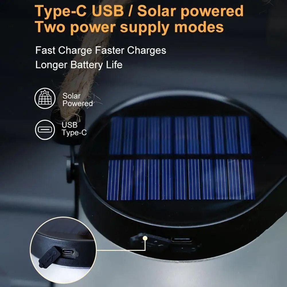 Solar Hanging Lantern Flickering Flame Outdoor Waterproof Light
