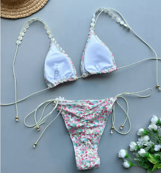 2025 Micro Bikini Set Push Up Lace Print Brazilian Swimwear