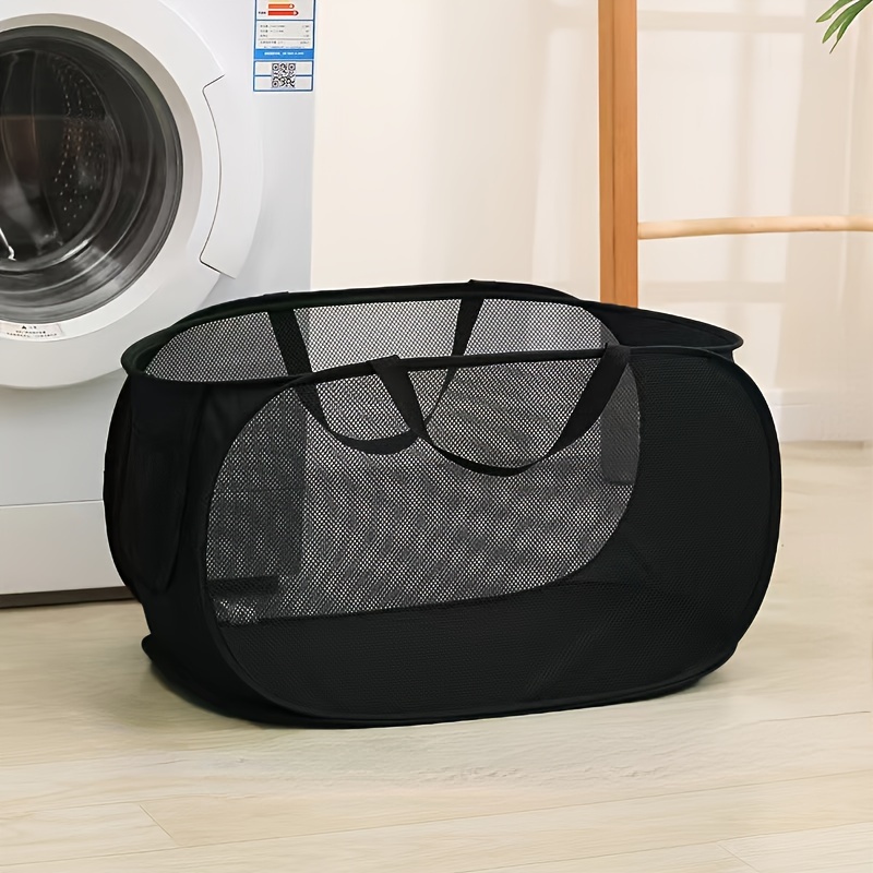 Portable Breathable Mesh Laundry Basket, Foldable Household Clothes Storage Organizer with Handle, Lightweight Trousers