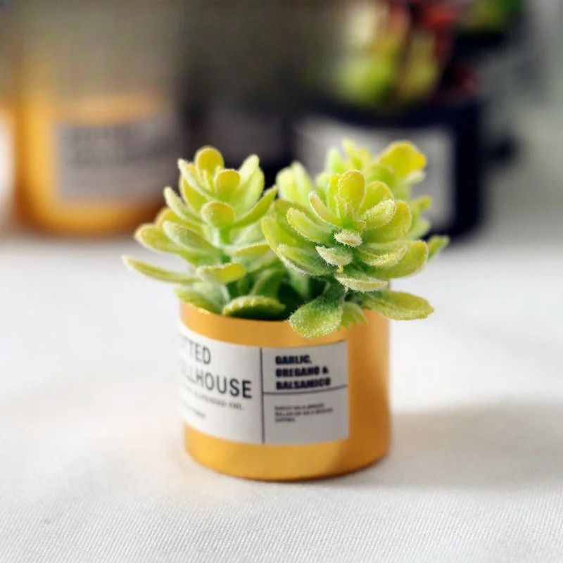 Miniature Metal Potted Plants for Dollhouse Decor