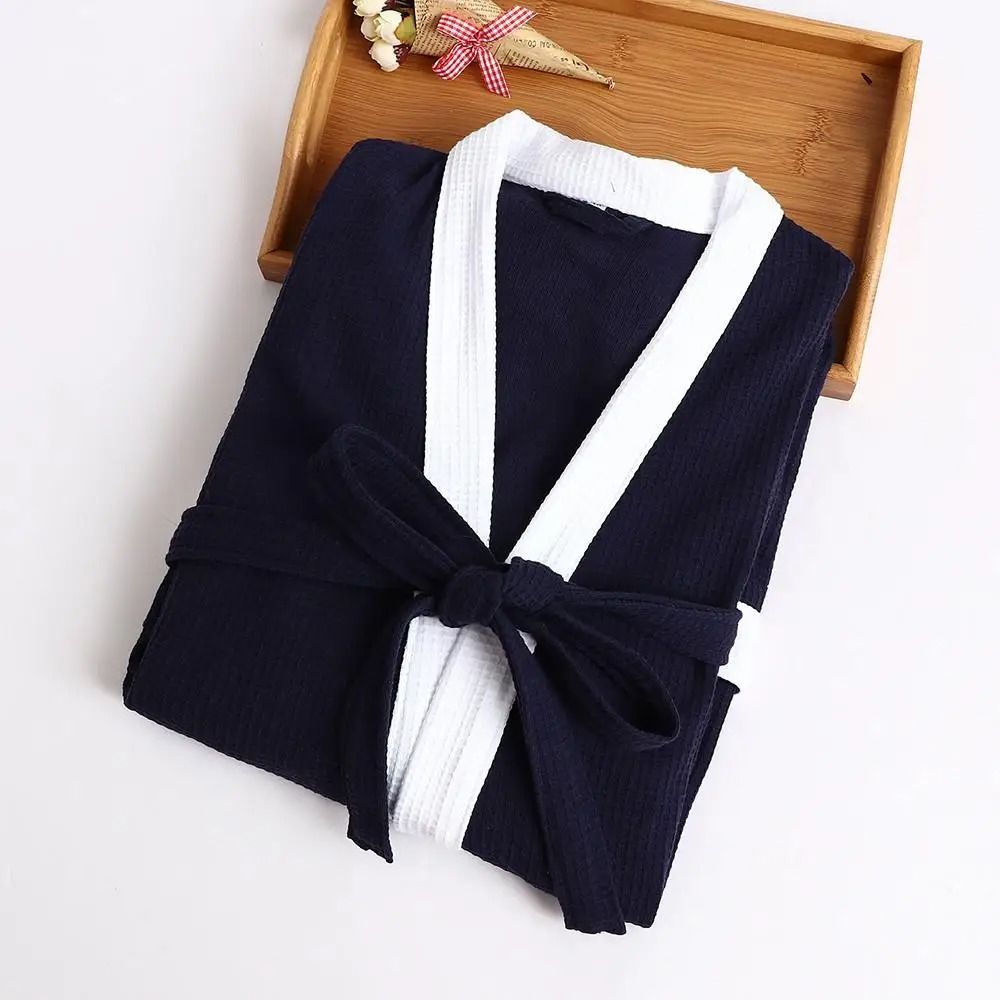 Mens & Womens Cotton Waffle Kimono Robe – Professional Couple's Sauna Yukata & Casual Home Wear