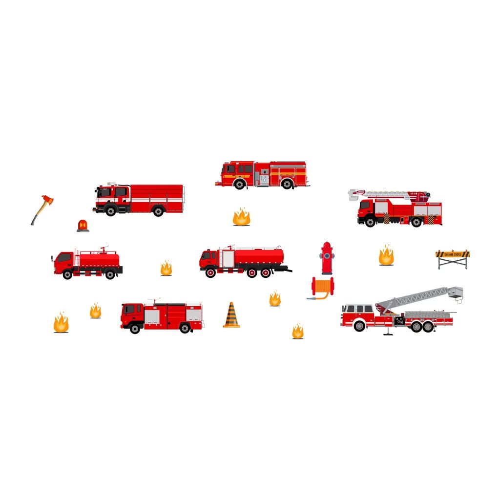 Cartoon Fire Truck Wall Sticker Decal
