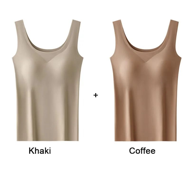 Ice Silk Seamless Bottoming Camisole with Removable Chest Pads 2 Pack