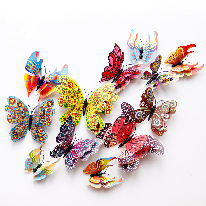 3D Butterfly Wall Stickers Double Layer Magnetic Decor for Home, Weddings & Fridges