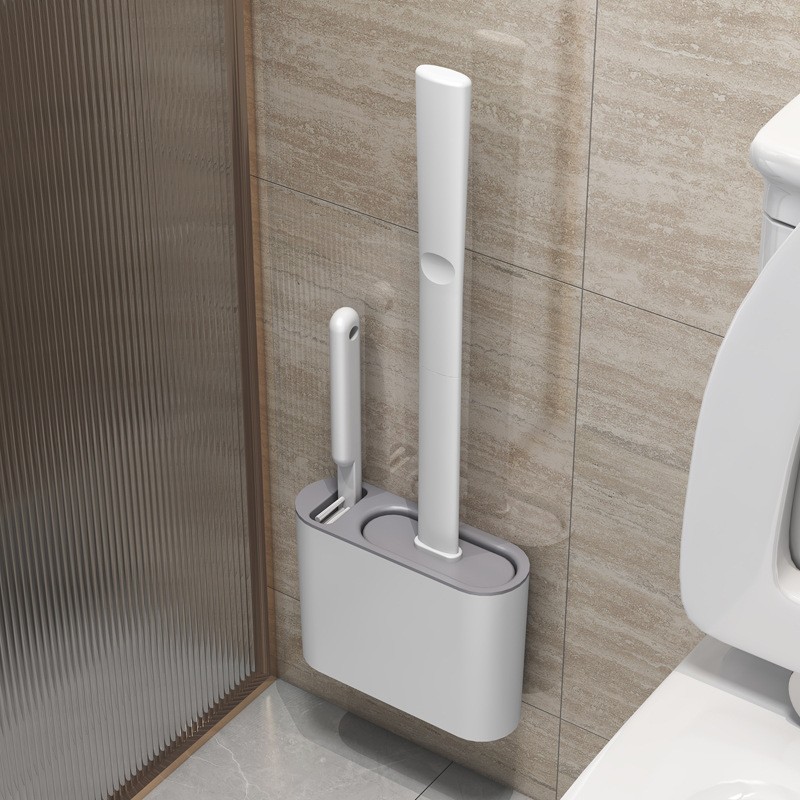 Silicone Toilet Brush Set Wall Mounted No Dead Corner Cleaning Tool